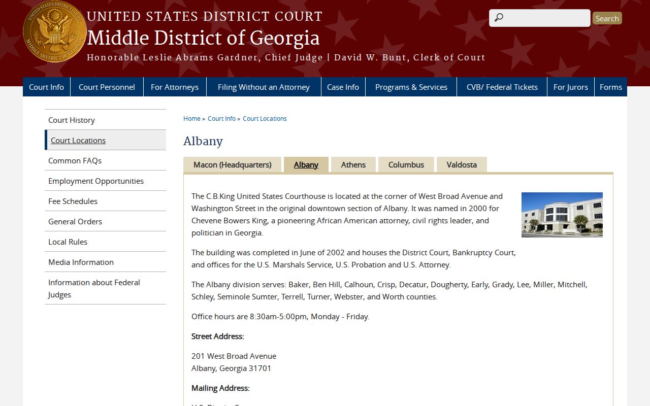 Webster County federal court records Albany courthouse