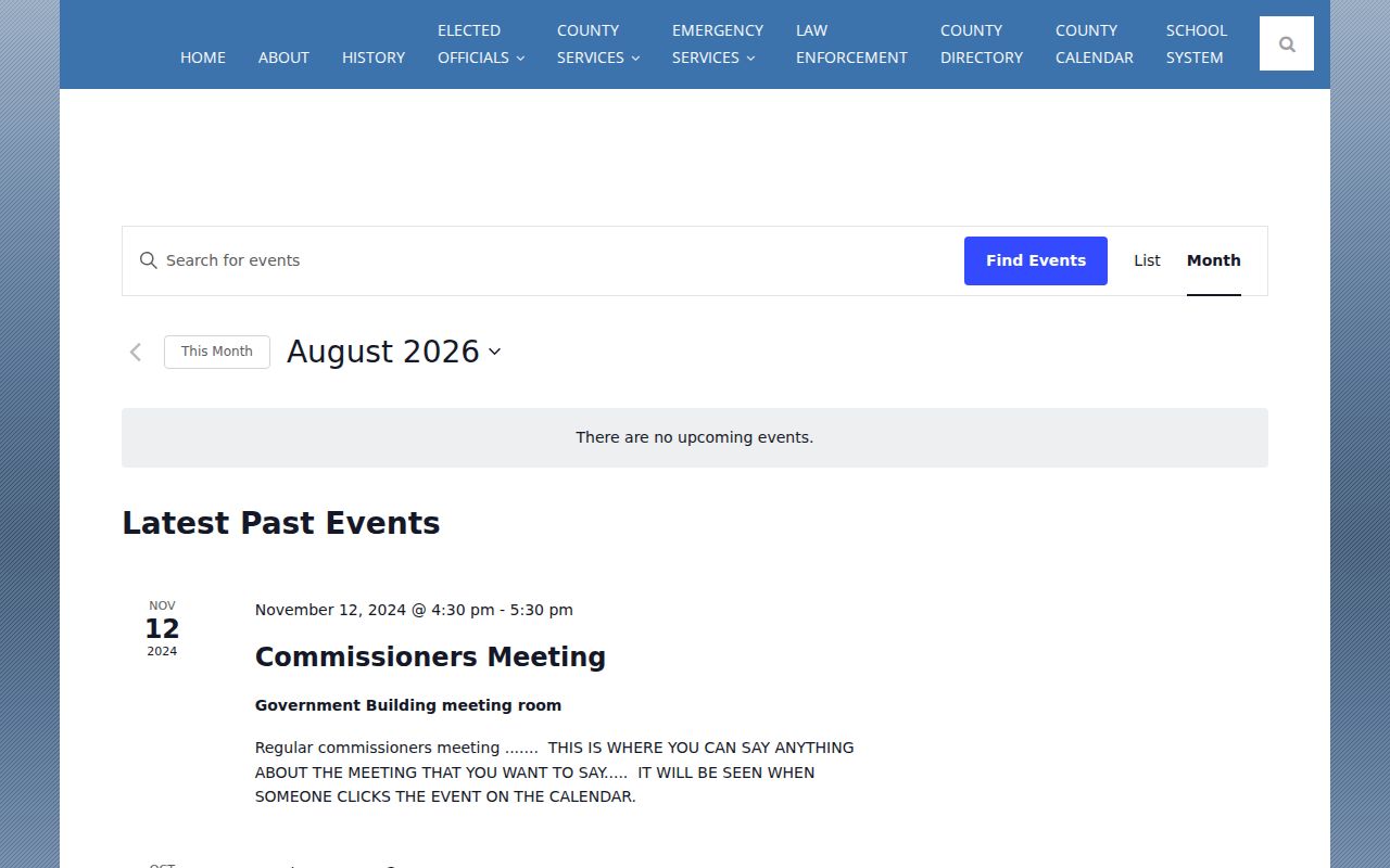 Webster County event page contrasted with court docket calendar